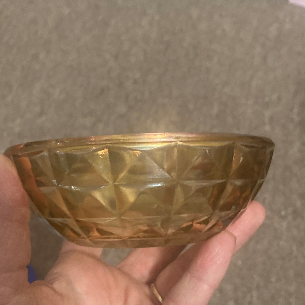 Antique Geometric Gold Glass Bowl